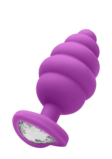 Ouch Large Ribbed Diamond Heart Plug Pur