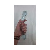 Purple Rain Ribbed Glass Dildo