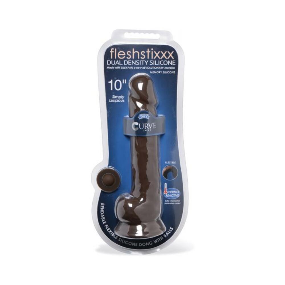 Curve Novelties Fleshstixxx 10" Dildo W/balls - Chocolate