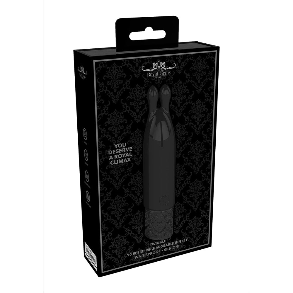 Royal Gems Twinkle Rechargeable Silicone Bullet Black