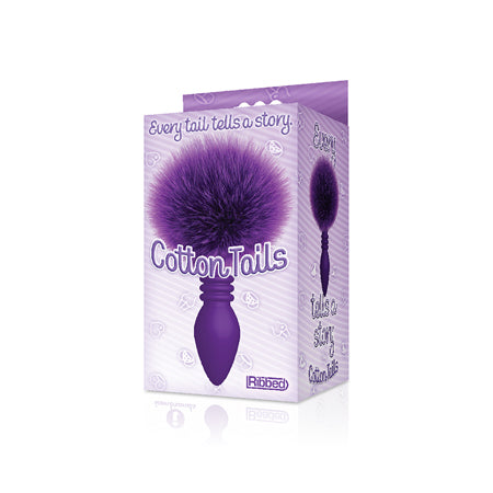 The 9s Cottontails Silicone Bunny Tail Butt Plug - Ribbed Purple