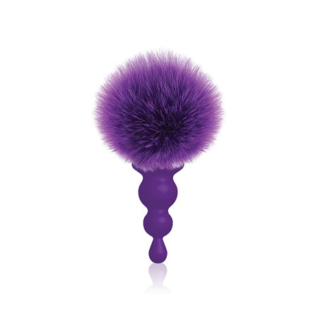 The 9s Cottontails Silicone Bunny Tail Butt Plug - Beaded Purple
