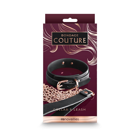 Bondage Couture Collar & Leash - Black