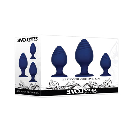 Evolved Get Your Groove on 3 pc Silicone Anal Plug Set - Blue