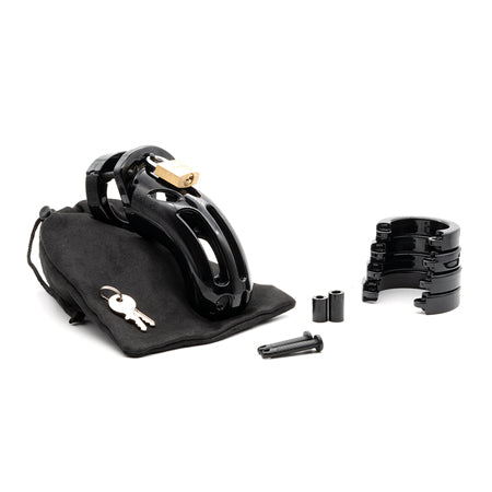 The Curve 3 3/4' Curved Cock Cage & Lock Set - Black