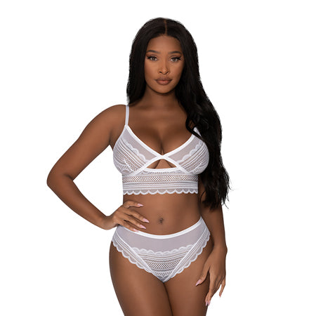 Modern Romance Bralette & Cheeky Hipster White L/XL