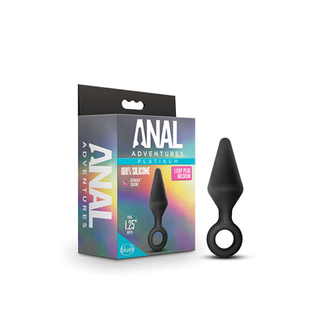 Anal Adventures Platinum - Silicone Loop Plug - Medium - Black