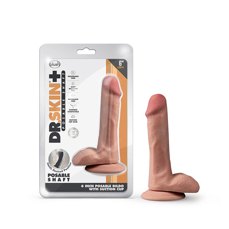 Dr. Skin Plus - 6 Inch Posable Dildo With Balls - Mocha