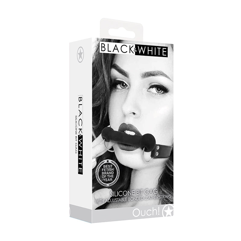 Ouch! B&W Silicone Bit Gag Bonded Leathe