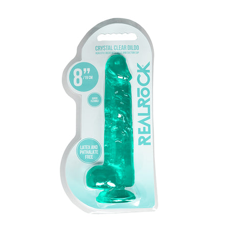 Shots RealRock Realistic Crystal Clear 8' Dildo w/Balls - Turquoise