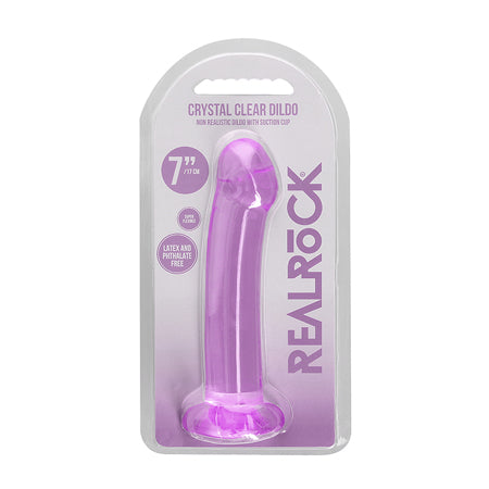 Shots RealRock Crystal Clear 7' Dildo - Purple