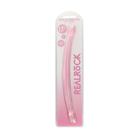 Shots RealRock Crystal Clear 17' Double Dildo - Pink
