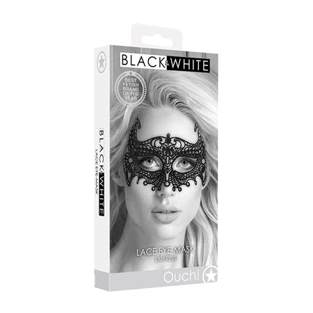 Shots Ouch Black & White Lace Eye Mask - Empress Black
