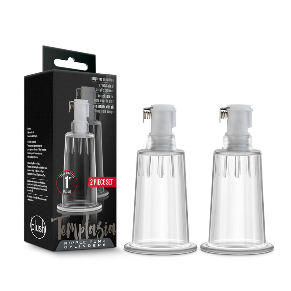 Temptasia Nipple Pumping Cylinders Set of 2 (1 Inch Diameter) - Clear