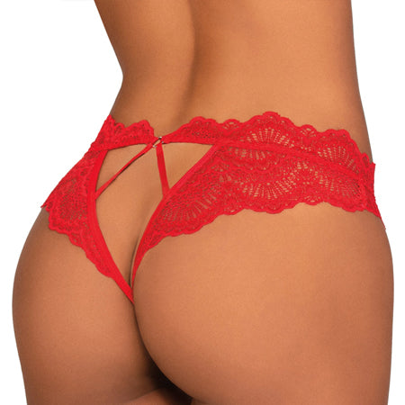Lace Tanga Open Crotch Panty Red MD