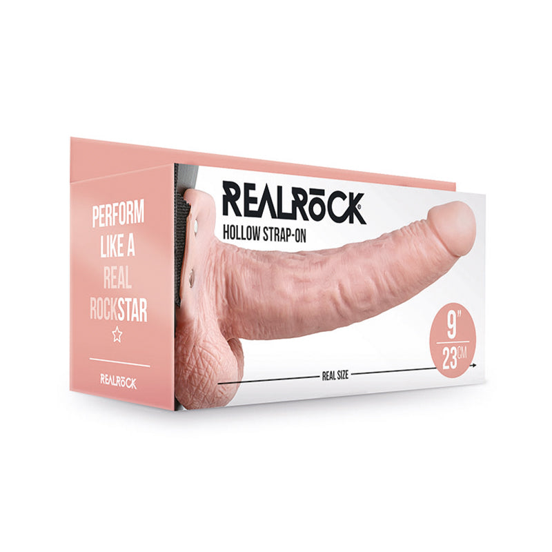 RealRock 9in Hollow Strap-On W/Balls Bge