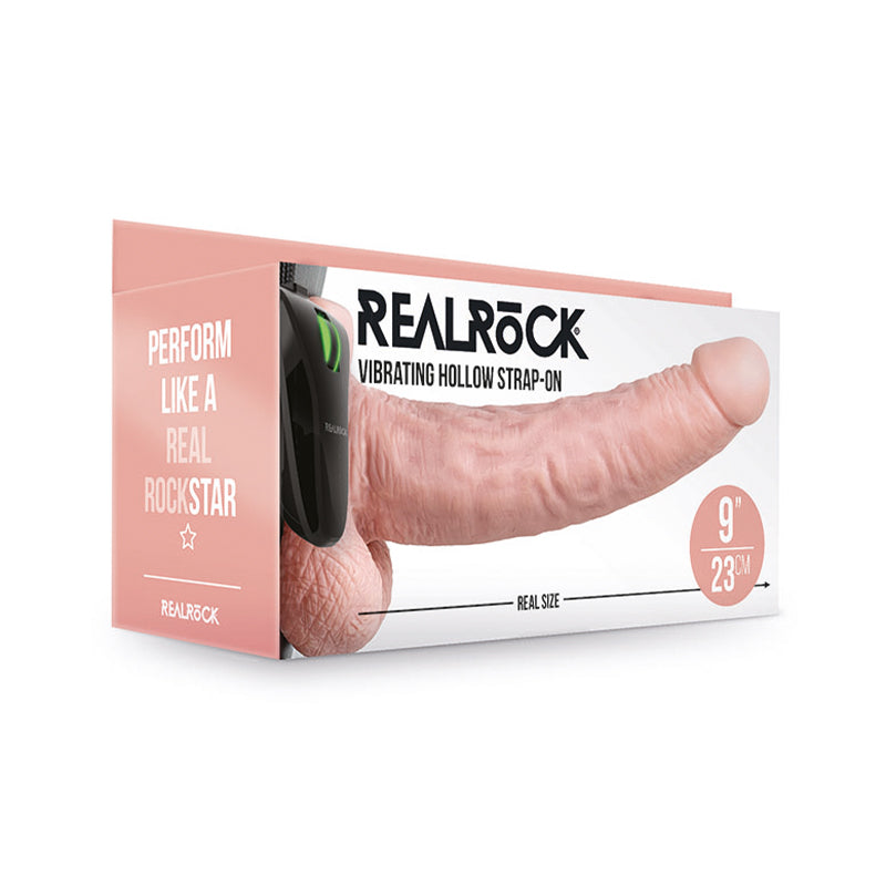 RealRock 9in VibrHollowStrapOnWBalls Bge