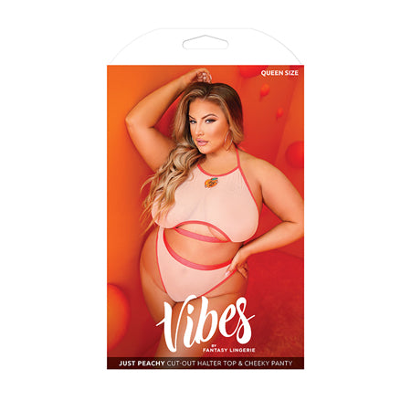 Just Peachy Cut Out Halter Top & Cheeky Panty Nude QN