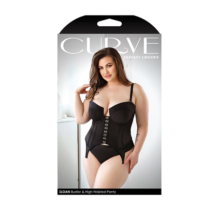 Curve Sloan Cropped Bustier Top & Panty Black 1X/2X