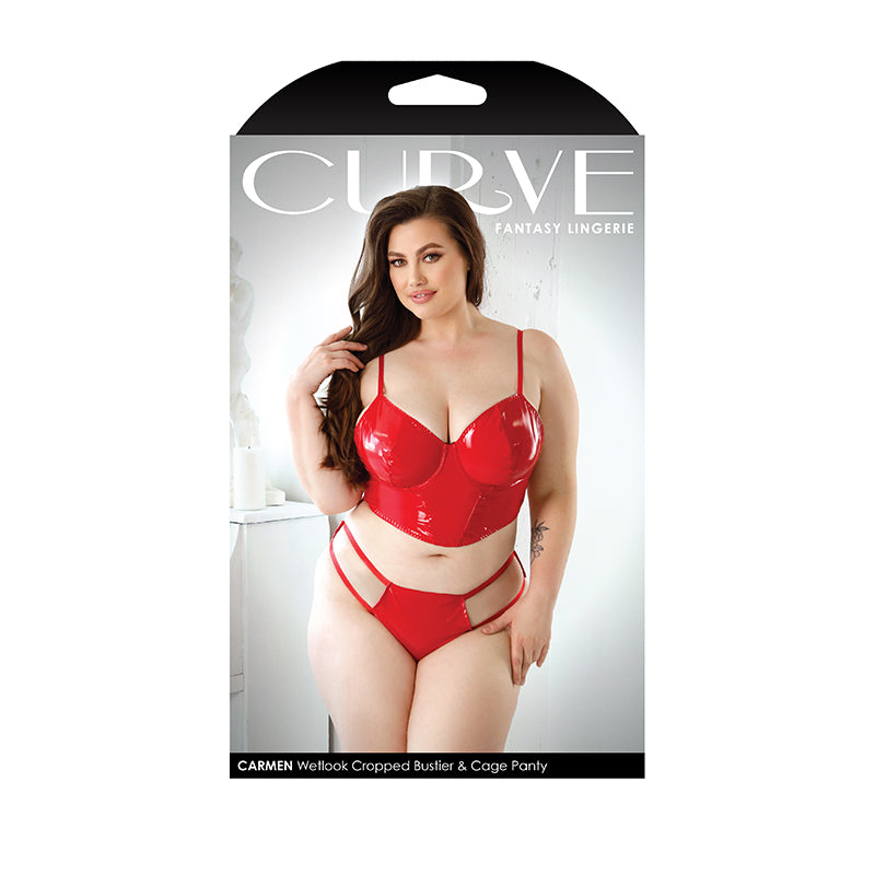 FL CurveCarmen WetBustier&Panty Red 3X4X