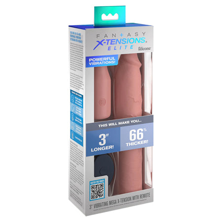 Fantasy X-tensions Elite 9' Sleeve Vibrating 3' Plug w/Remote - Light