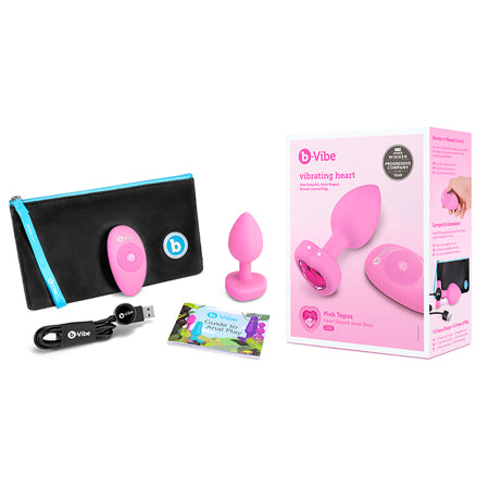 B VIBE VIBRATING HEART SHAPED JEWEL PLUG S/M PINK