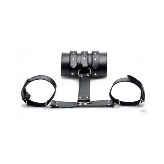 Arm Binder Biceps & Forearm Restraints Black Leather
