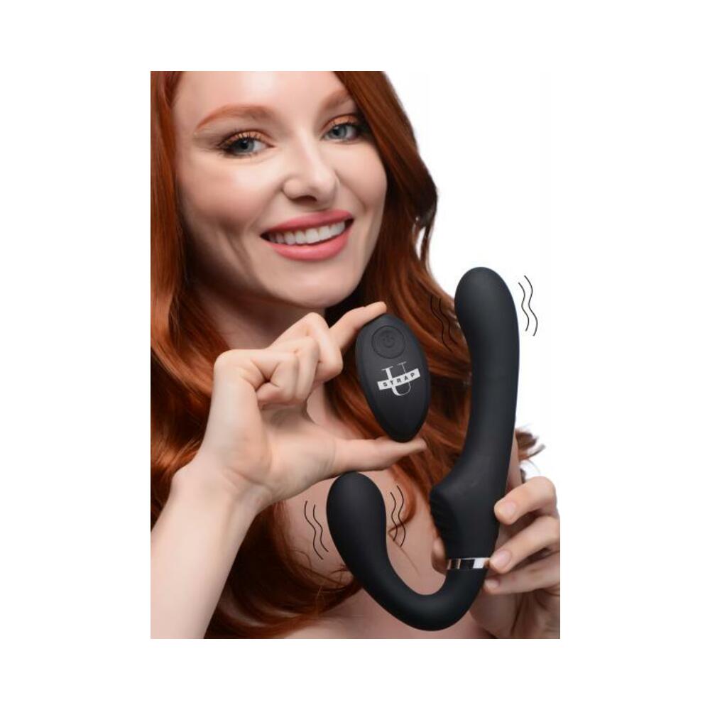 10x Mighty Rider Vibrating Strapless Strap-on Black