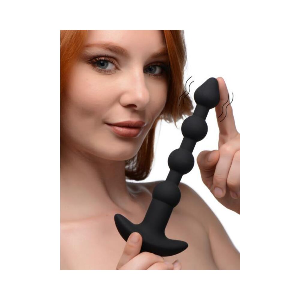 Bang - Vibrating Silicone Anal Beads and Remote Black