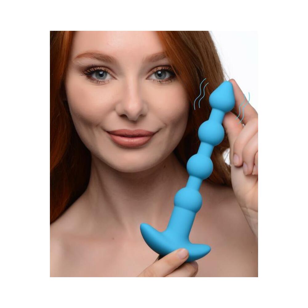 Bang - Vibrating Silicone Anal Beads and Remote Control - Blue