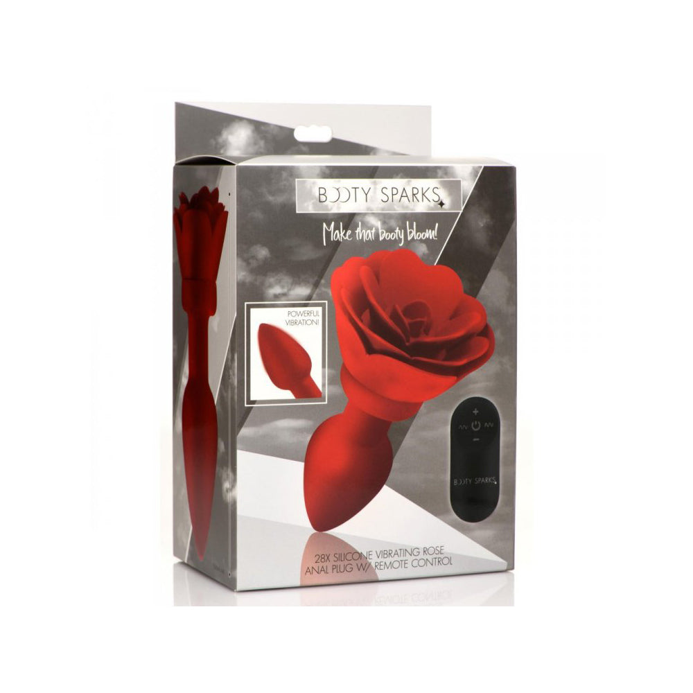 Booty Sparks 28X Silicone Vibrating Rose Anal Plug W/ Remote Large