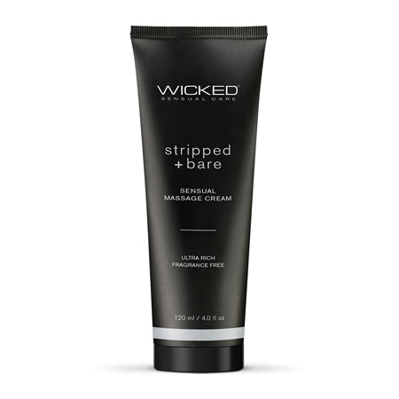 Wicked Sensual Care Stripped & Bare Unscented Massage Cream - 4 oz