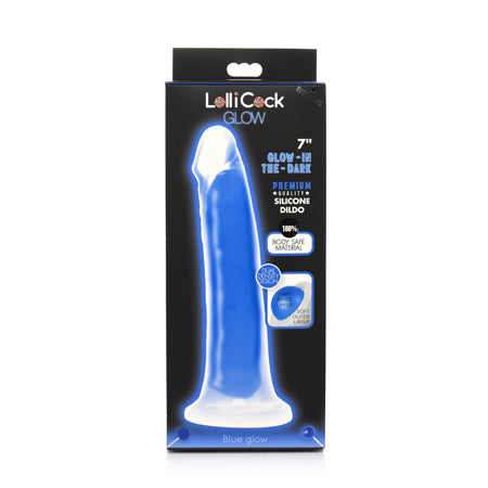 Curve Toys Lollicock 7' Glow In The Dark Silicone Dildo - Blue
