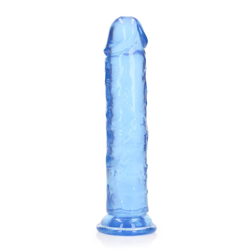 Realrock Crystal Clear Straight Realistic Dildo With Suction Cup 8'' Blue