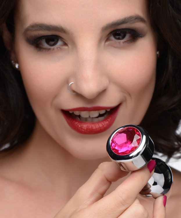 BOOTY SPARKS WEIGHTED HOT PINK GEM ANAL PLUG MEDIUM