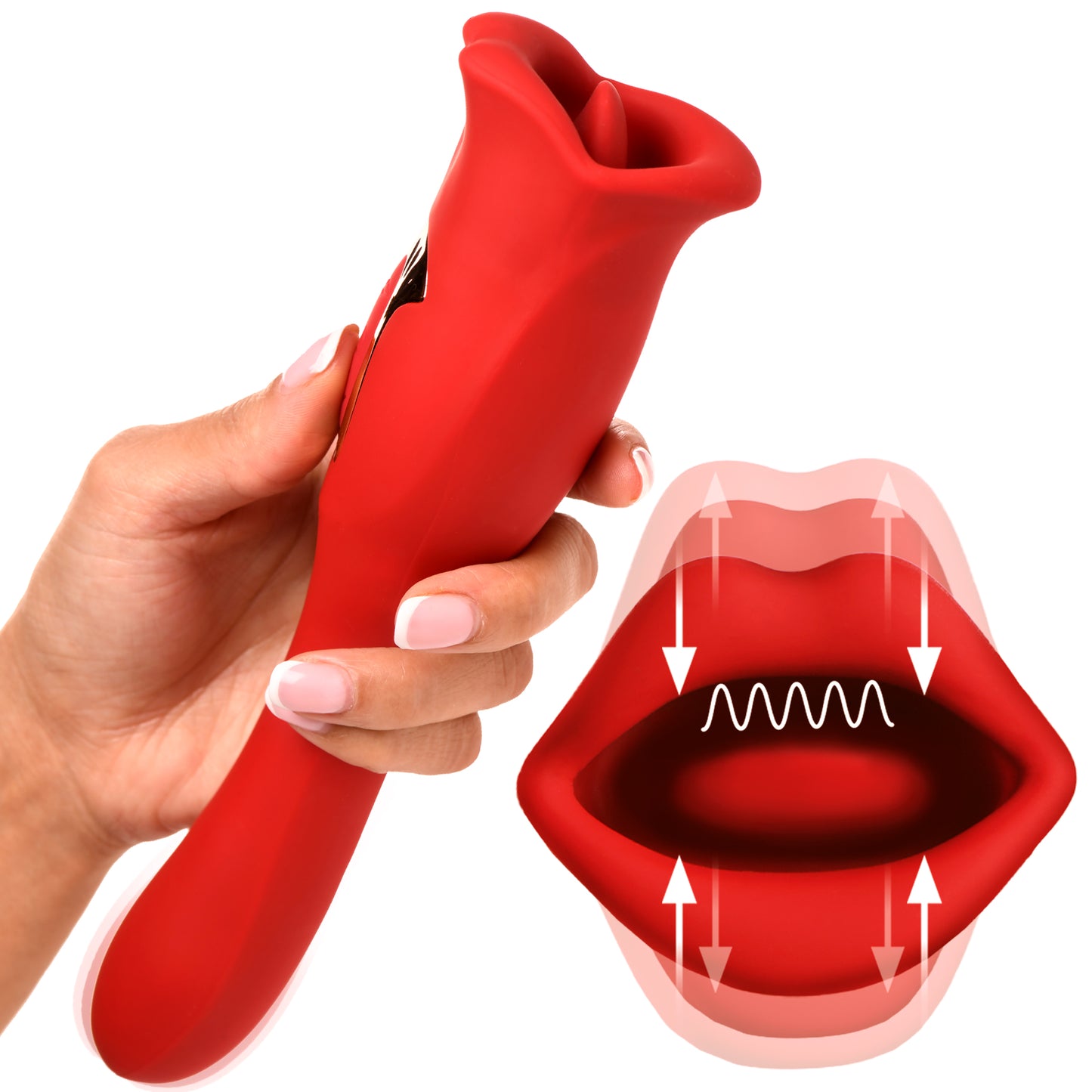Shegasm Lickgasm Kiss + Tell Pro Dual Ended Kissing Vibrator - Red