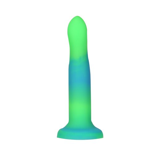 RAVE ADDICTION 8IN GLOW IN THE DARK DILDO BLUE/GREEN