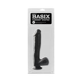 Basix Rubber Works - 10 Inch Dong With Suction Cup - Black
