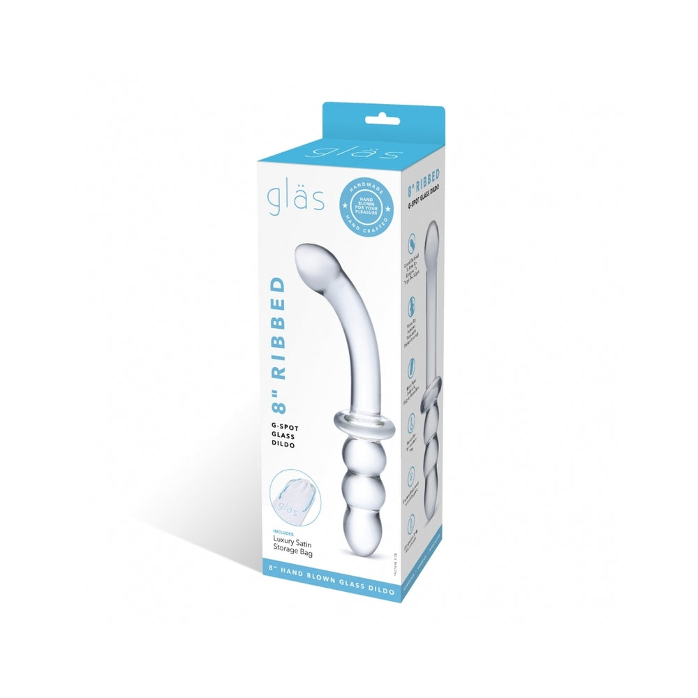 8" Ribbed G-spot Glass Dildo