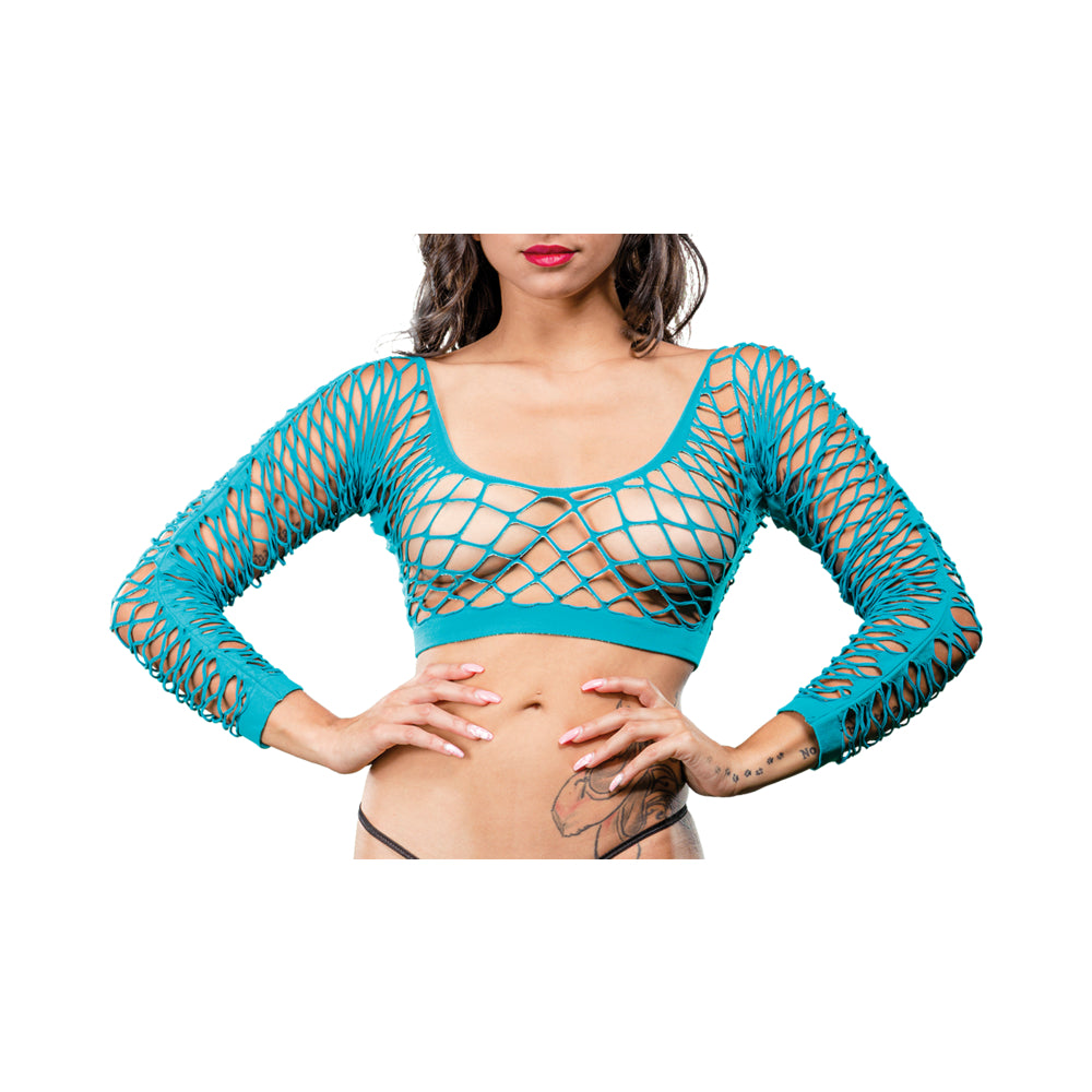 Turquoise Crotchless Side Panel Legging