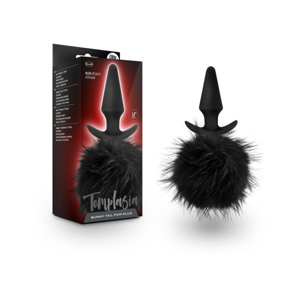 Blush Temptasia Tail Pom Plug - Black