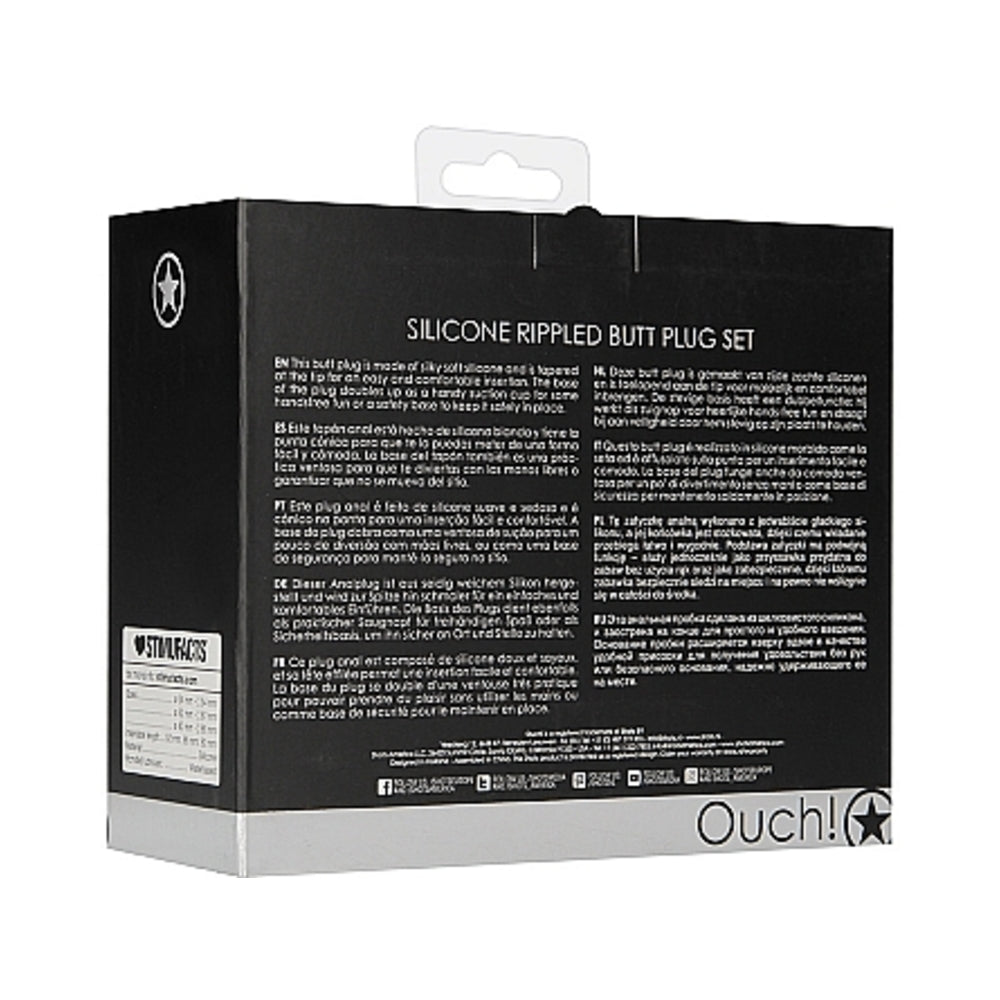 Ouch Rippled Butt Plug Set Black