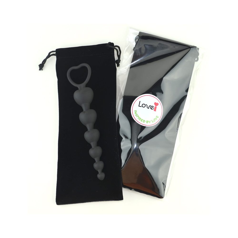 Ouch Anal Heart Beads Black