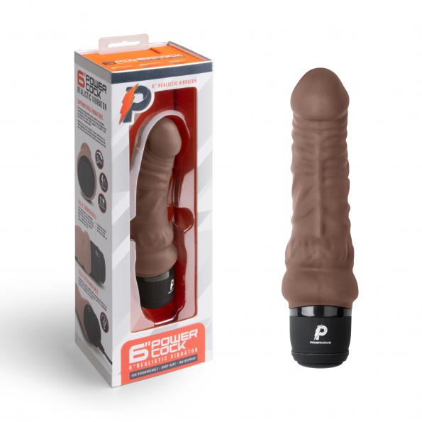 Powercocks 6' Realistic Vibrator - Dark Brown