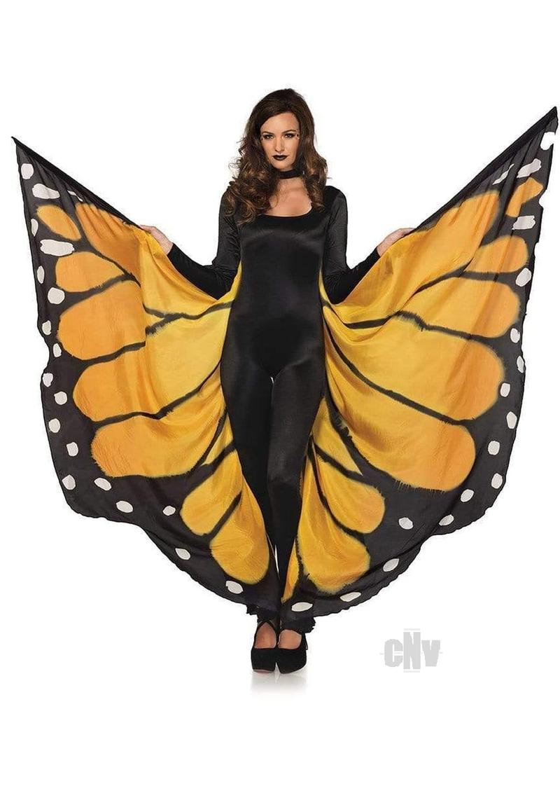 Festival Butterfly Wing Halter Cape - Orange/  - One Size - Black