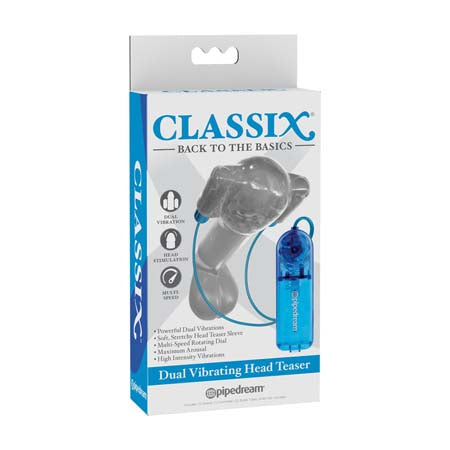 Classix Dual Vibrating Head Teaser - Blue/Clear