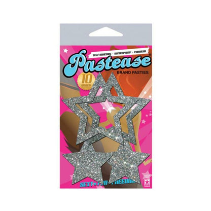 Pastease Glitter Peek A Boob Stars Silver Pasties