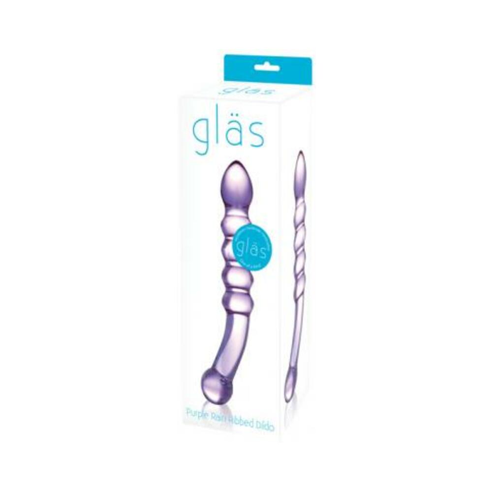 Purple Rain Ribbed Glass Dildo