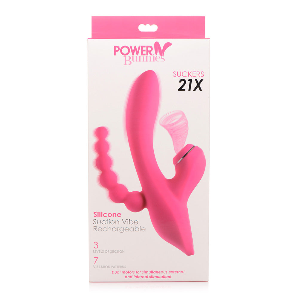 Power Bunnies Suckers 21X Triple Stim Suction Rabbit Pink