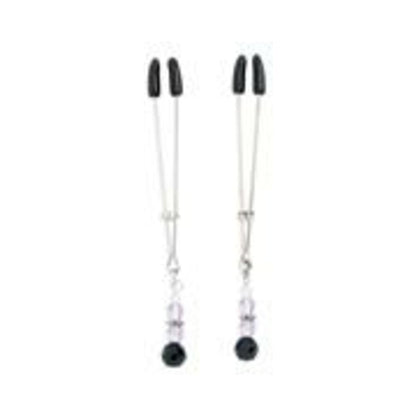 Purple Beaded Nipple Clamps With Tweezer Tip - Purple